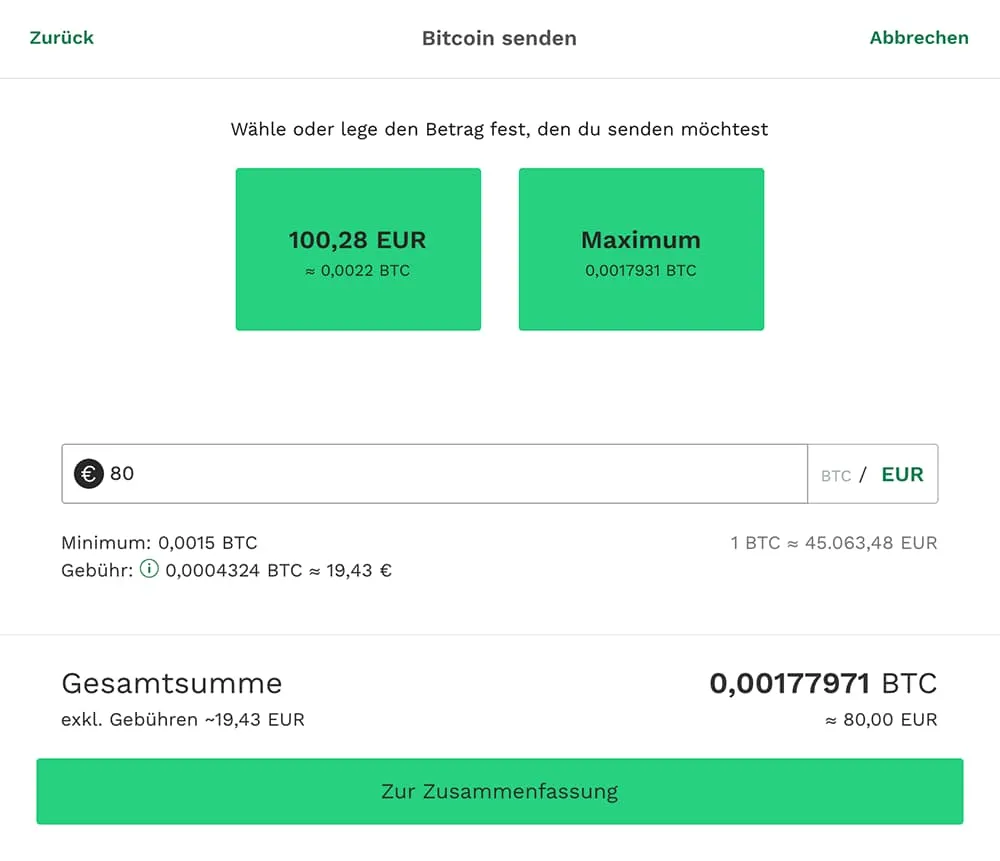 Bitcoin senden