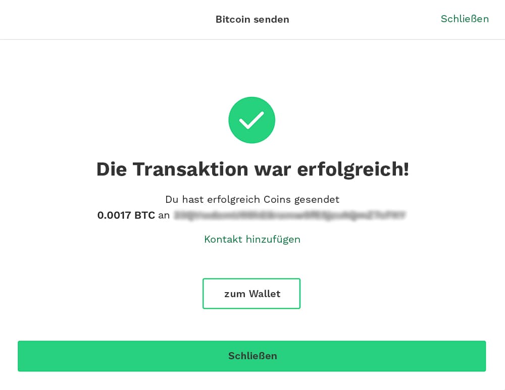 Transaktion erfolgreich
