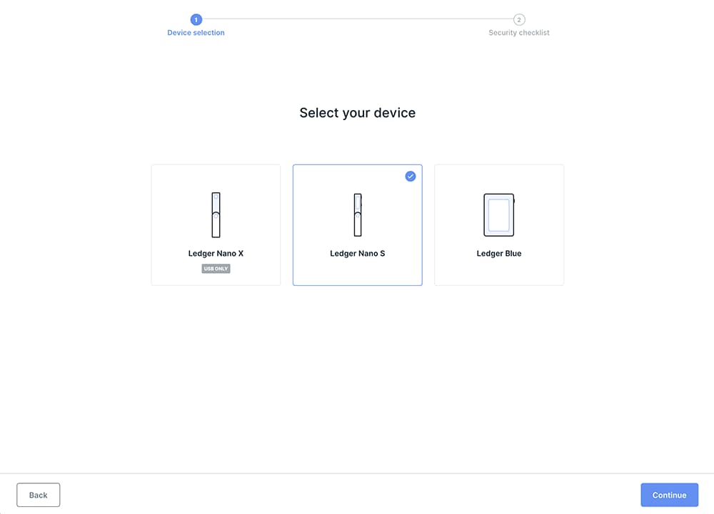 Hardware Wallet auswählen