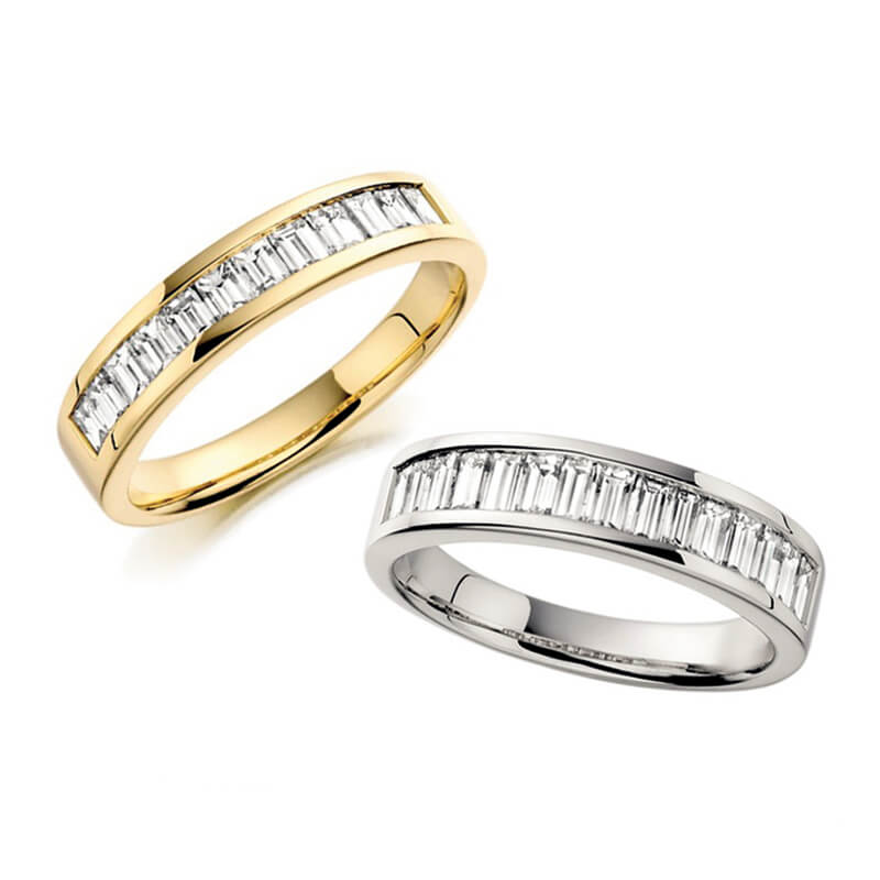 Diamond Wedding Band and Eternity Ring in White Gold and Yellow Gold