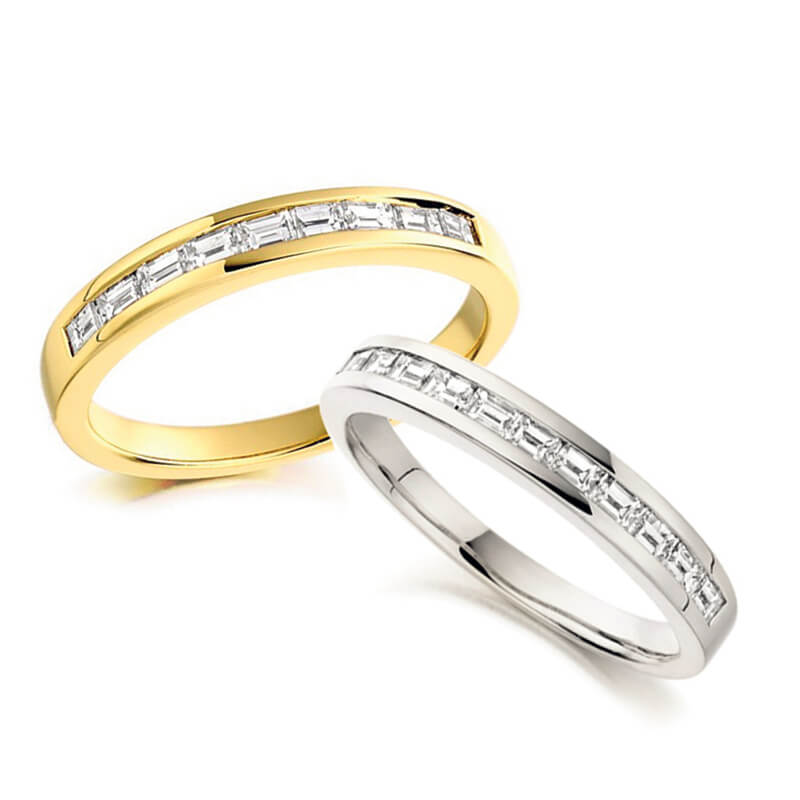 Diamond Wedding Band and Eternity Ring in White Gold and Yellow Gold