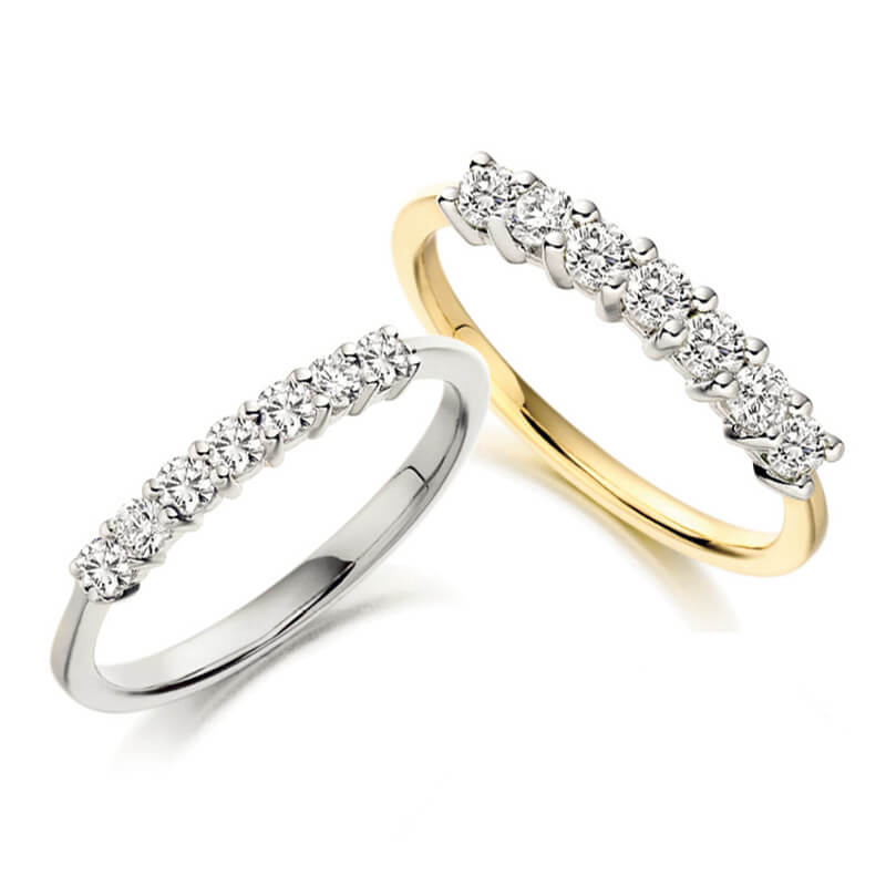 Diamond Wedding Band and Eternity Ring in White Gold and Yellow Gold