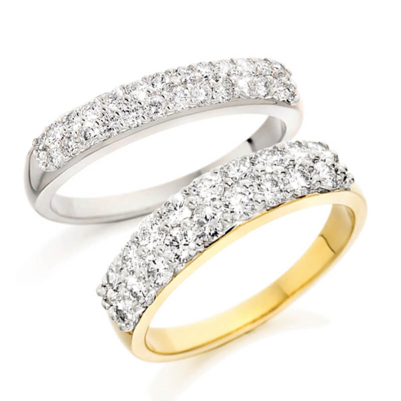 Diamond Wedding Band and Eternity Ring in White Gold and Yellow Gold