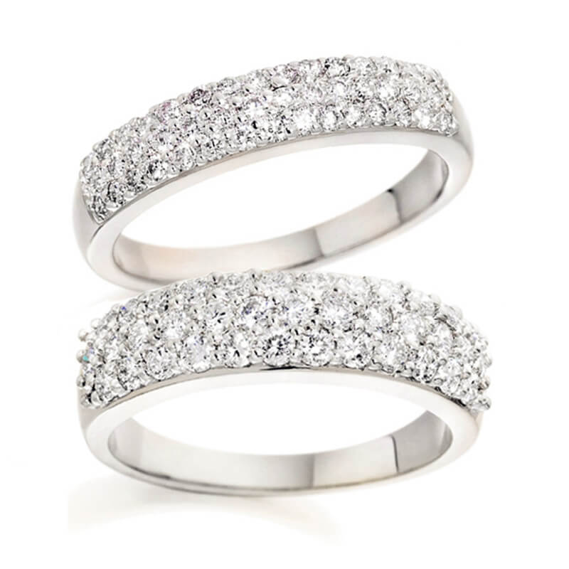 Diamond Wedding Band and Eternity Ring in White Gold and Yellow Gold