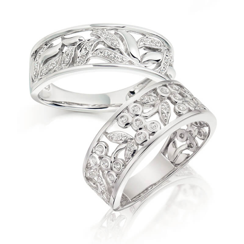 Pair of Diamond Fancy Bands in White Gold