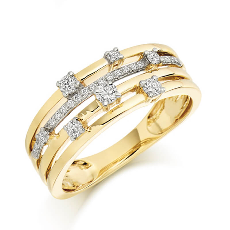 Diamond Fancy Band in Yellow and White Gold