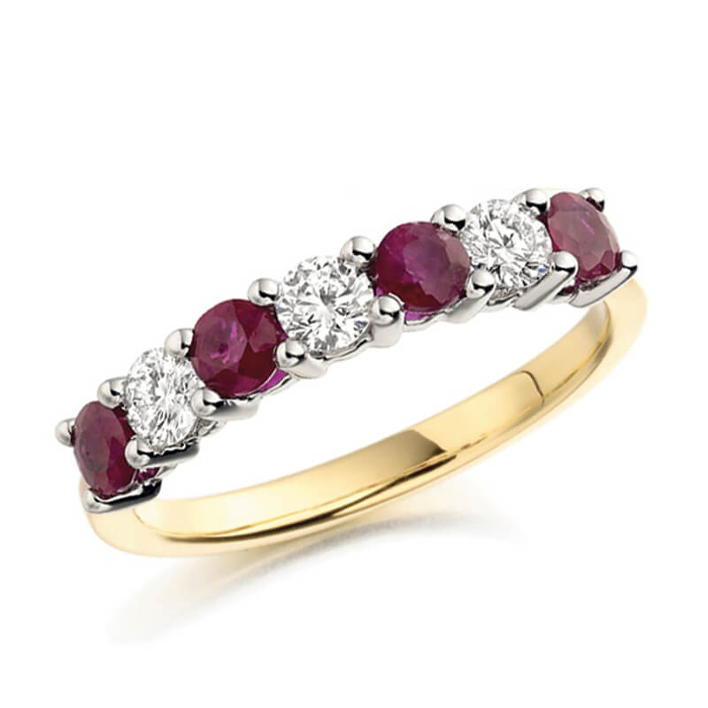 Gemstone and diamond ring in yellow gold