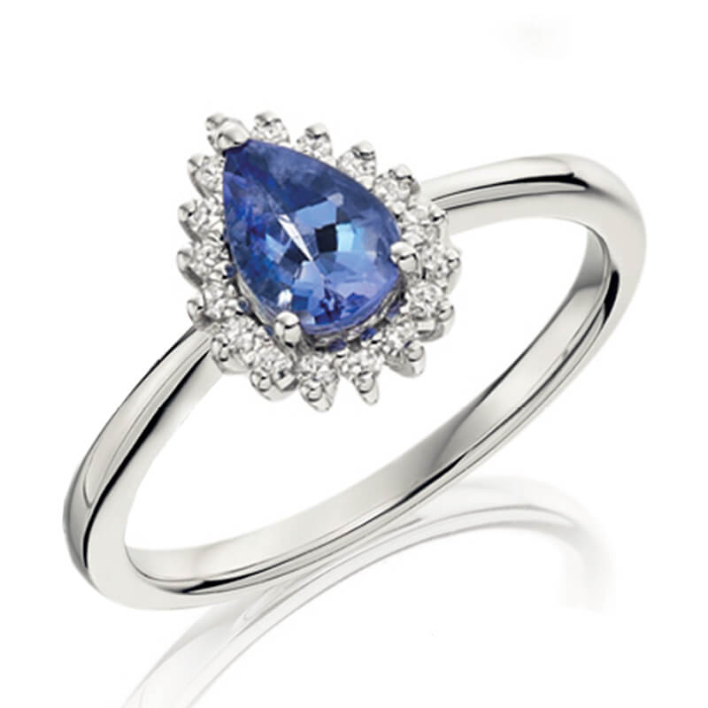 Tanzanite and diamond ring in white gold