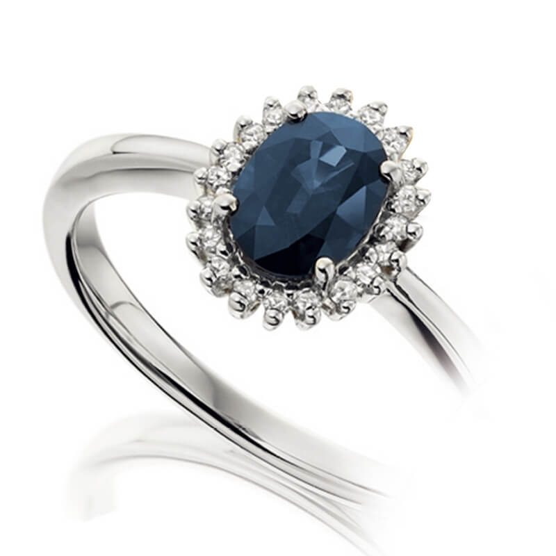 Sapphire and diamond ring in white gold