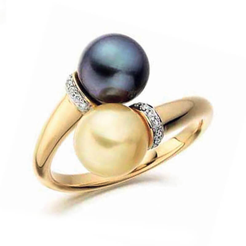 Pearl & diamond engagement ring