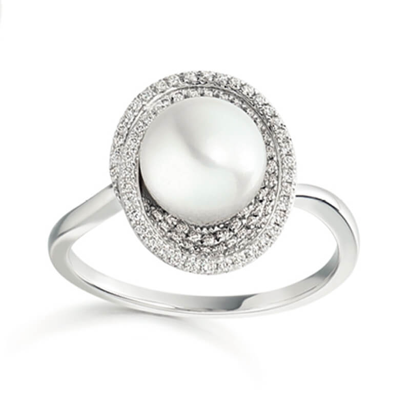 Pearl & diamond engagement ring