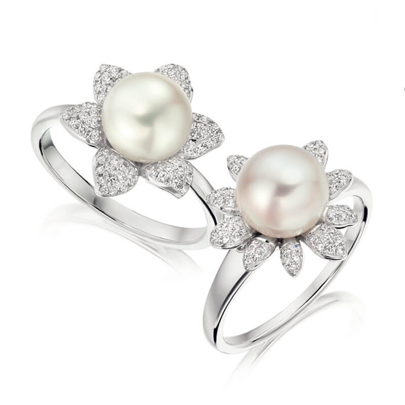 Pearl & diamond engagement ring