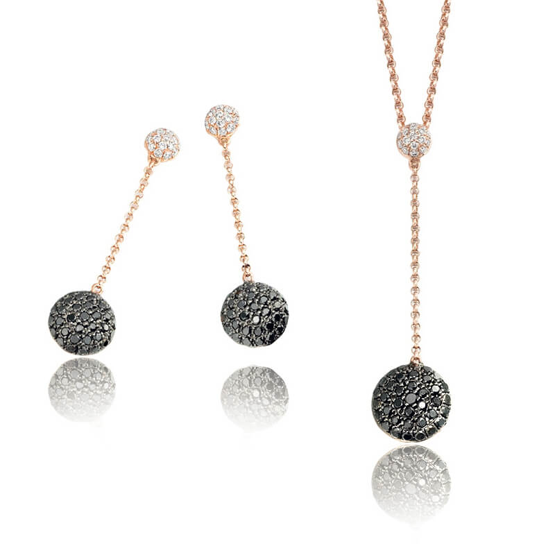Black and White Diamond Earring and Pendant