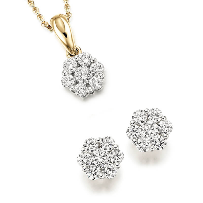 Diamond earrings & pendant sets