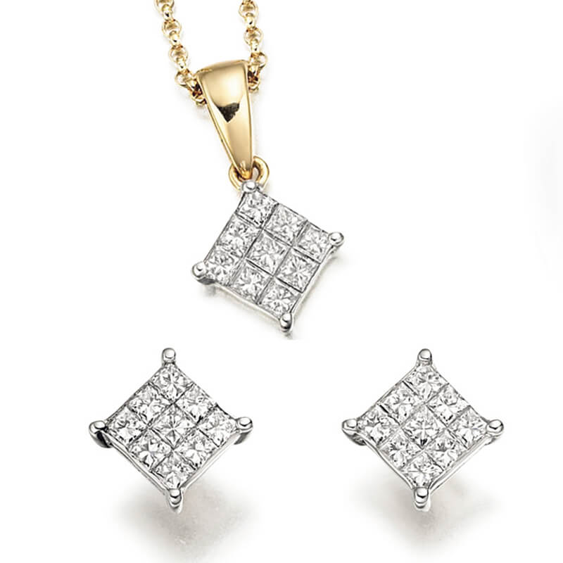 Diamond earrings & pendant sets