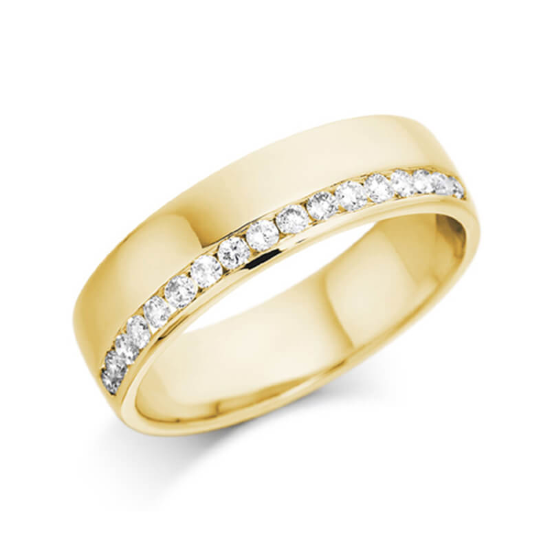 Diamond Wedding Band and Eternity Ring in Yellow Gold