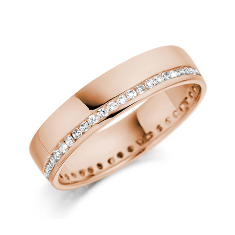 Diamond Wedding Band and Eternity Ring in Rose Gold