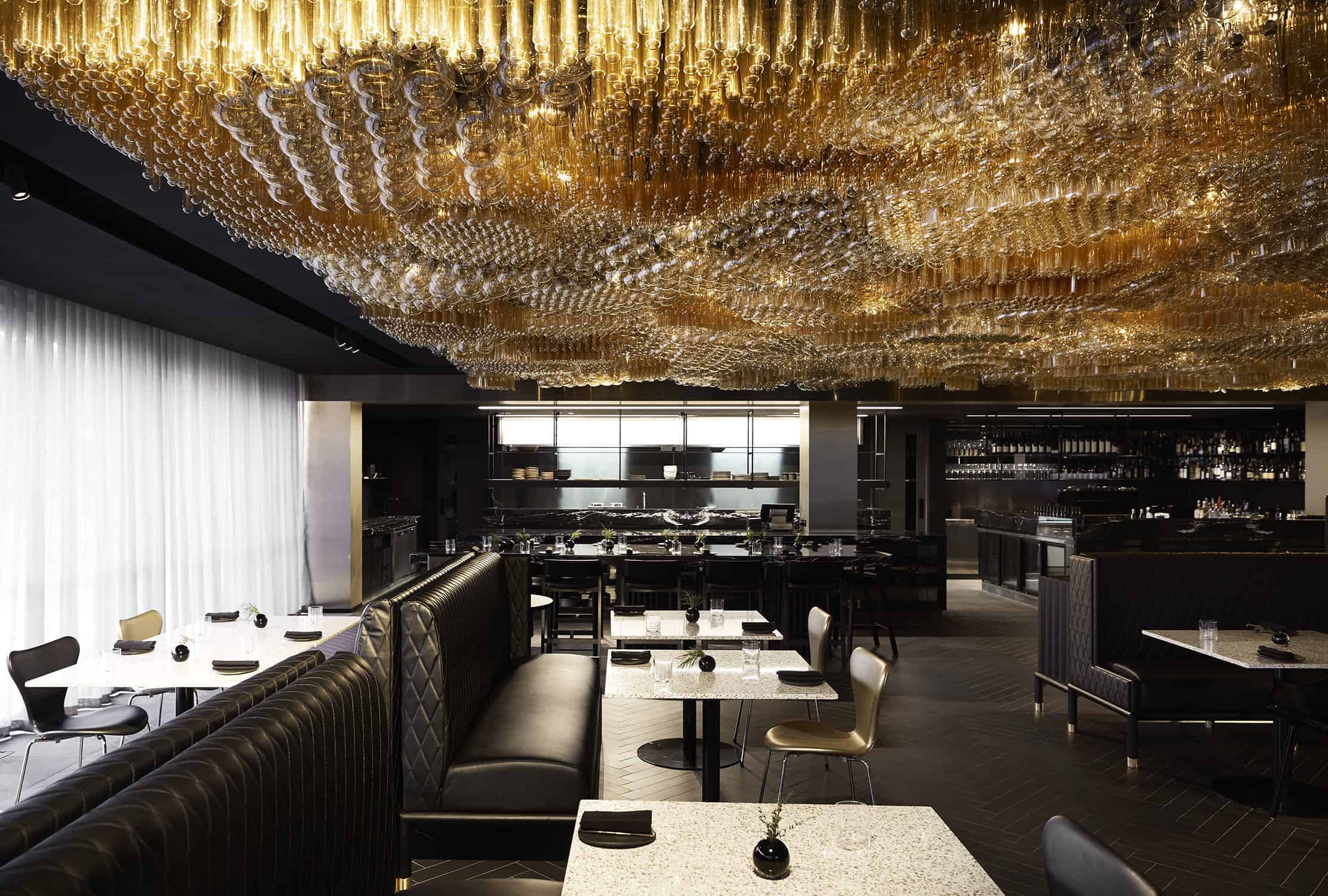 Restaurant Doot Doot Doot interior with decorative ceiling