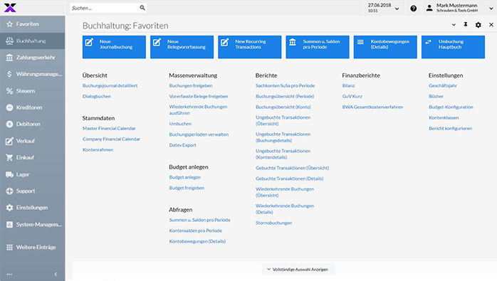 lexbizz ERP – Dashboard Buchhaltung