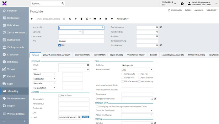 lexbizz ERP – CRM Adressverwaltung