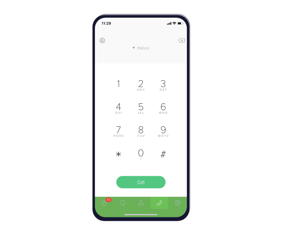 Oversized phone running Omni app.