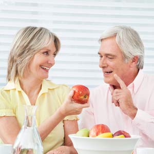 Elderly people with dental crown