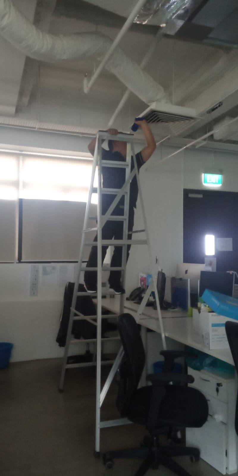 Disinfecting wipedown and cleaning of air vents and aircon ducts during covid-19