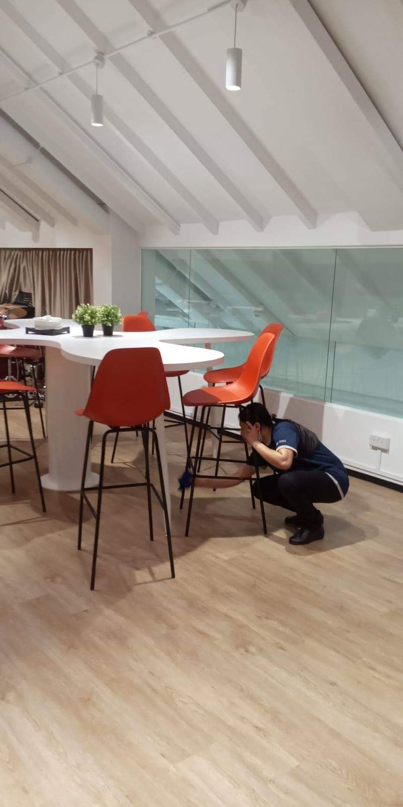 Disinfection of surfaces in office pantry area