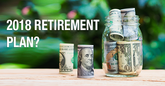 2018 retirement plan - rolled up currency in mason jar