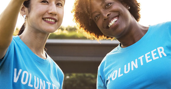 women volunteers taking selfie