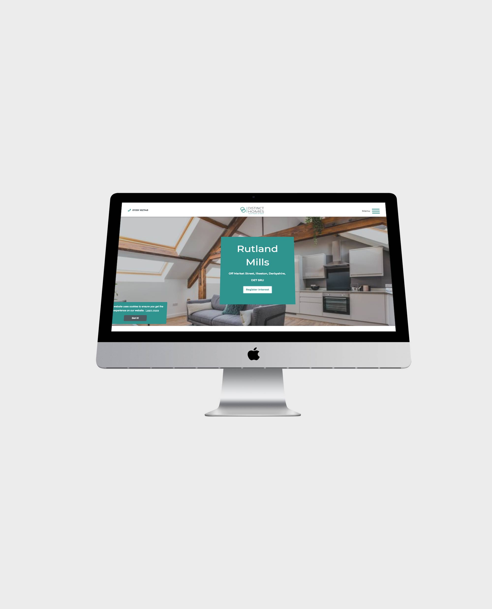 distinct homes mobile design for a website for a housing developer in a hand