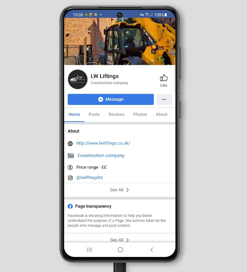 lw liftings branded facebook page on
