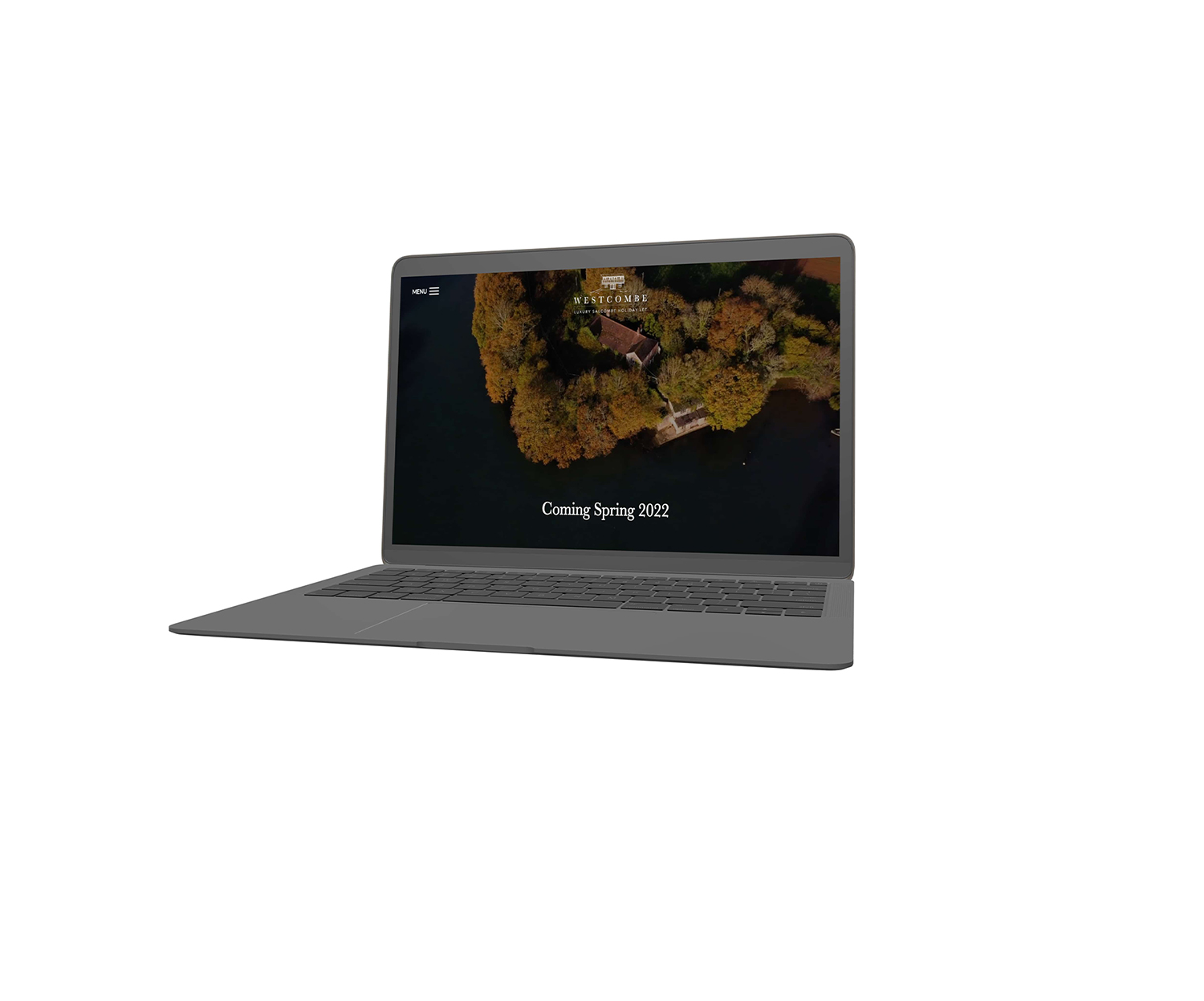 westcombe salcombe website shown on a laptop screen with white background