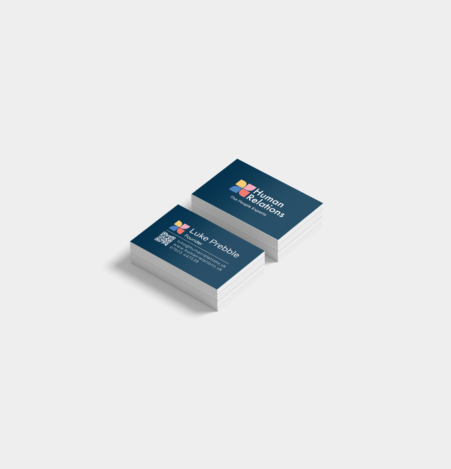 human relations stacked business cards