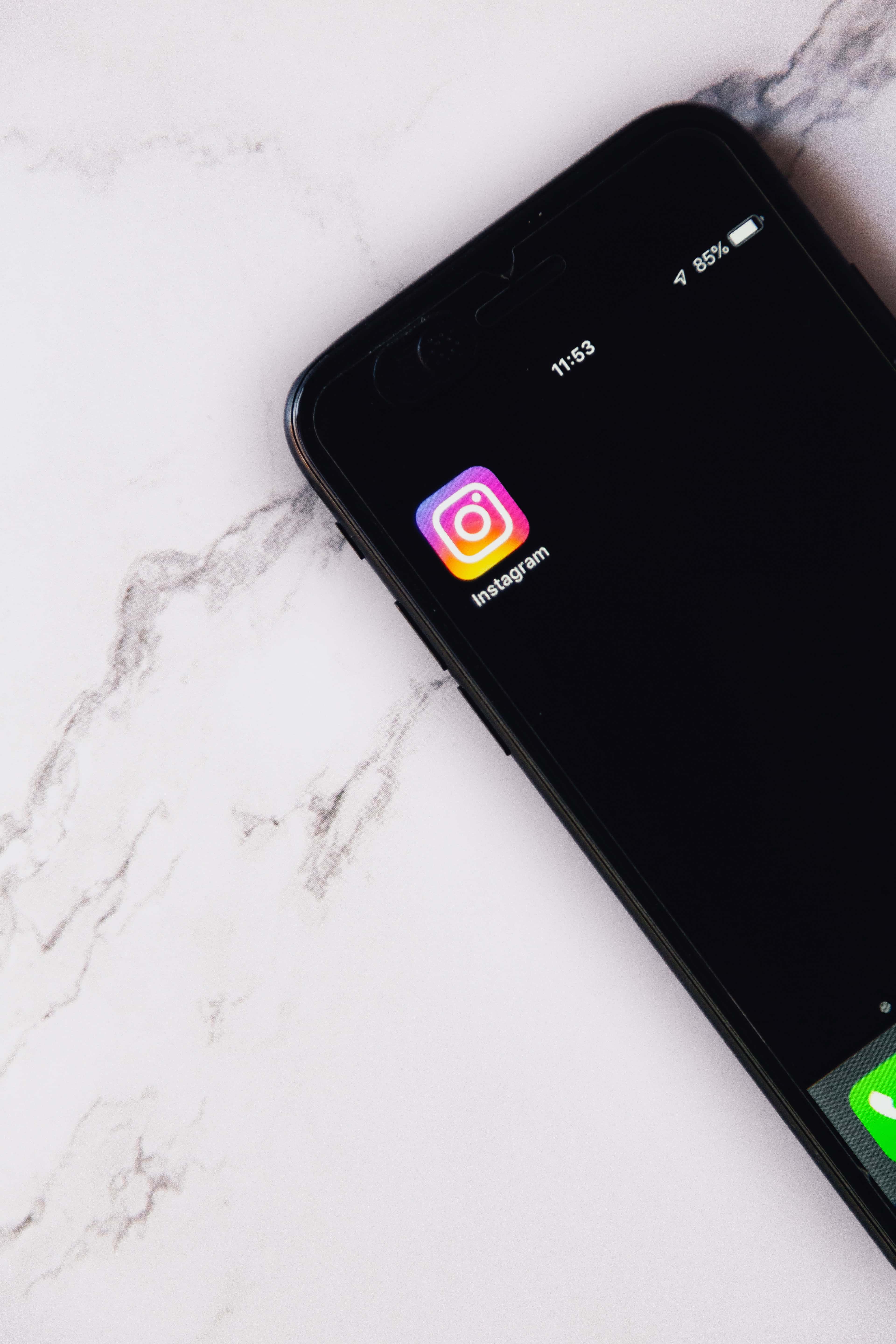 instagram icon on smartphone