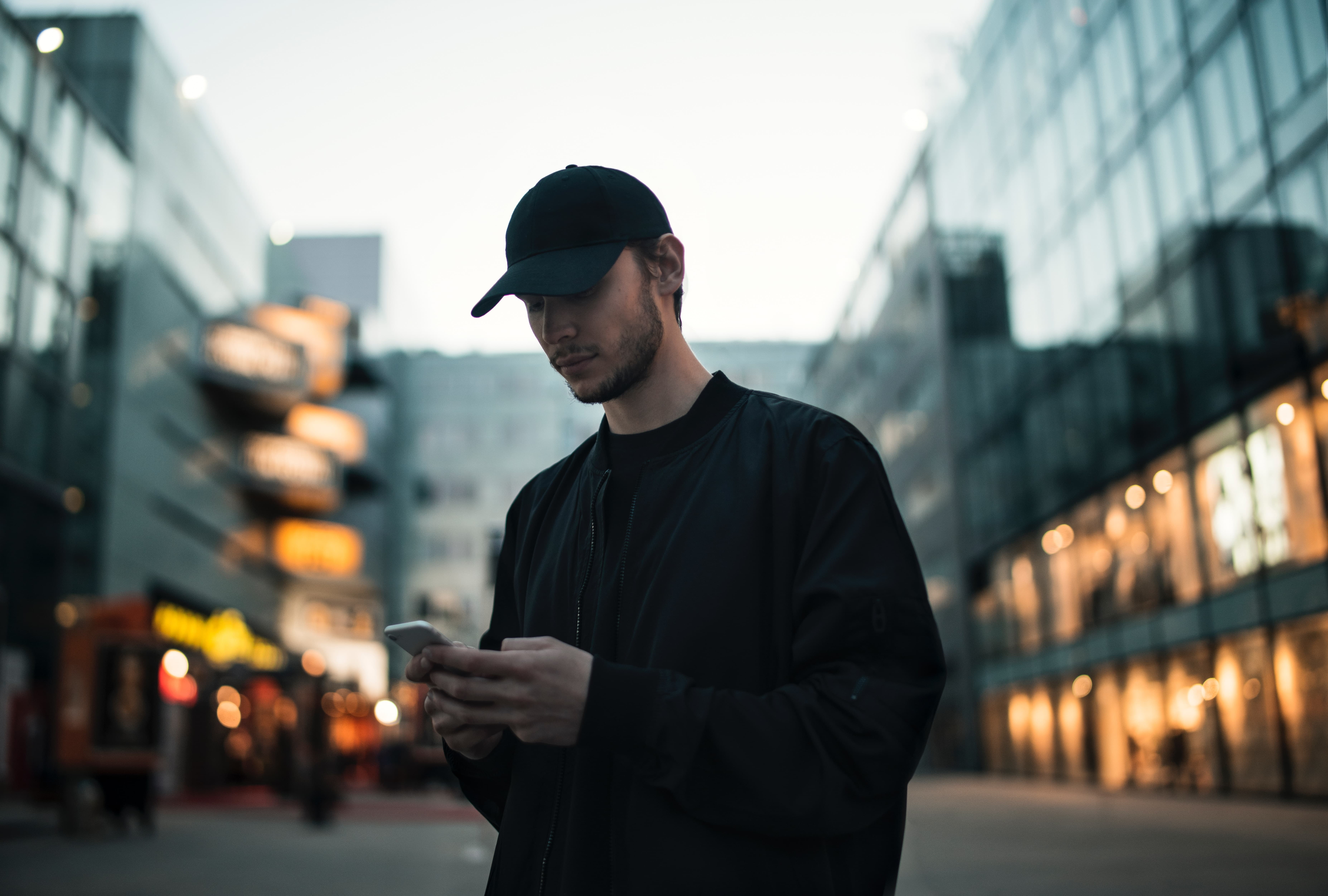 man using smartphone