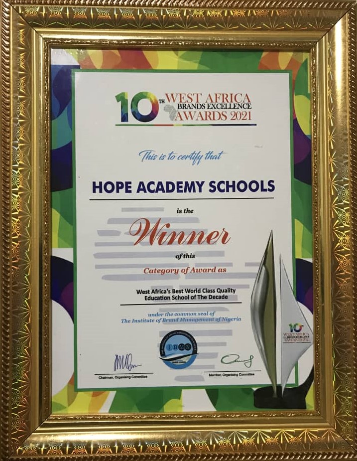 Hope Academy Schools - West Africa's 2021 SCHOOL OF THE DECADE