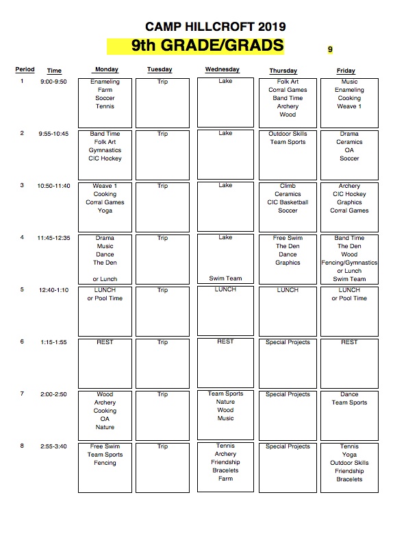 schedules