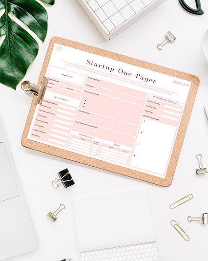 One page business plan design