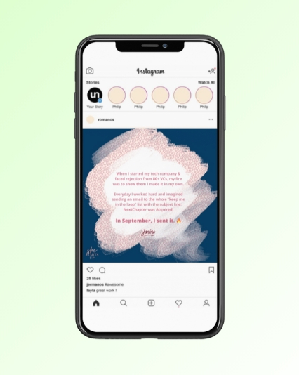 Social Media Asset Design for Monamie Janine and She Starts Up