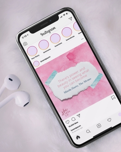 Social media graphics designed for She Starts Up