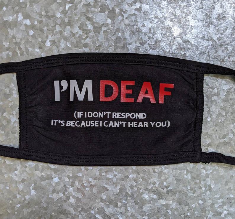 This mask is useful for persons with hearing impairments.