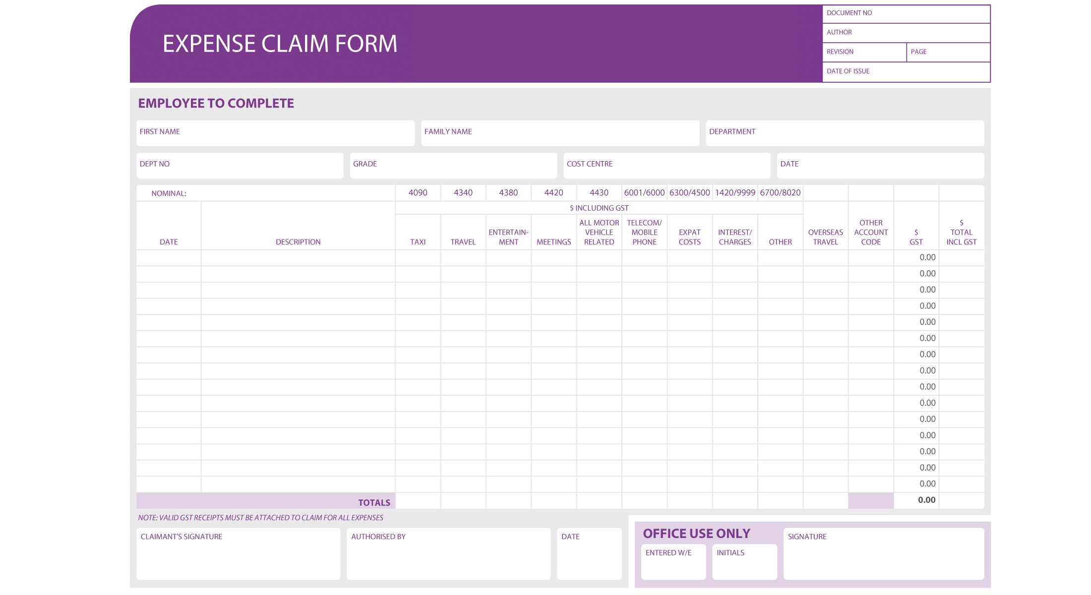 interactive expense form information design specialists expense form