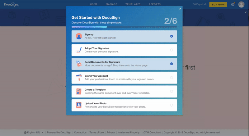 this is a gif image of a user onboarding checklist that helps motivate users to complete account setup