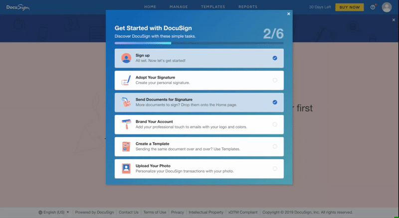 this is a gif image of a user onboarding checklist that helps motivate users to complete account setup