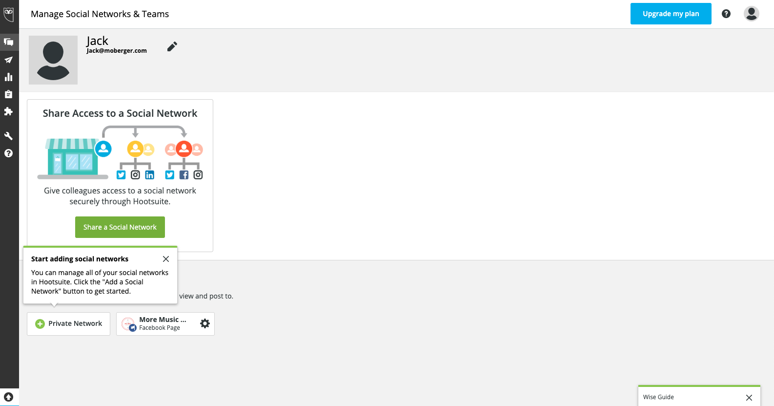 this is a screenshot image of a user onboarding tour tooltip in the hootsuite dashboard