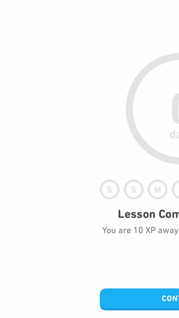 this gif shows a duolingo account creation signup prompt. a progress bar fills up and the screen changes to show duolingo's mascot with a signup CTAu