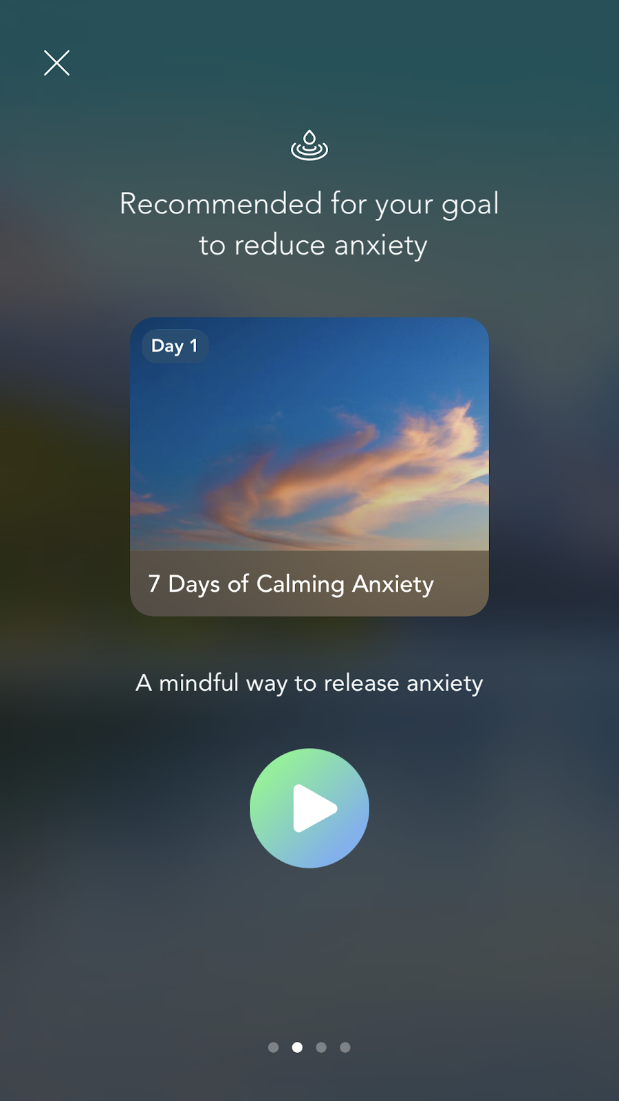 mobile screenshot from mindfulness app Calm. this screen is an example of a personalized ux based on declared user data
