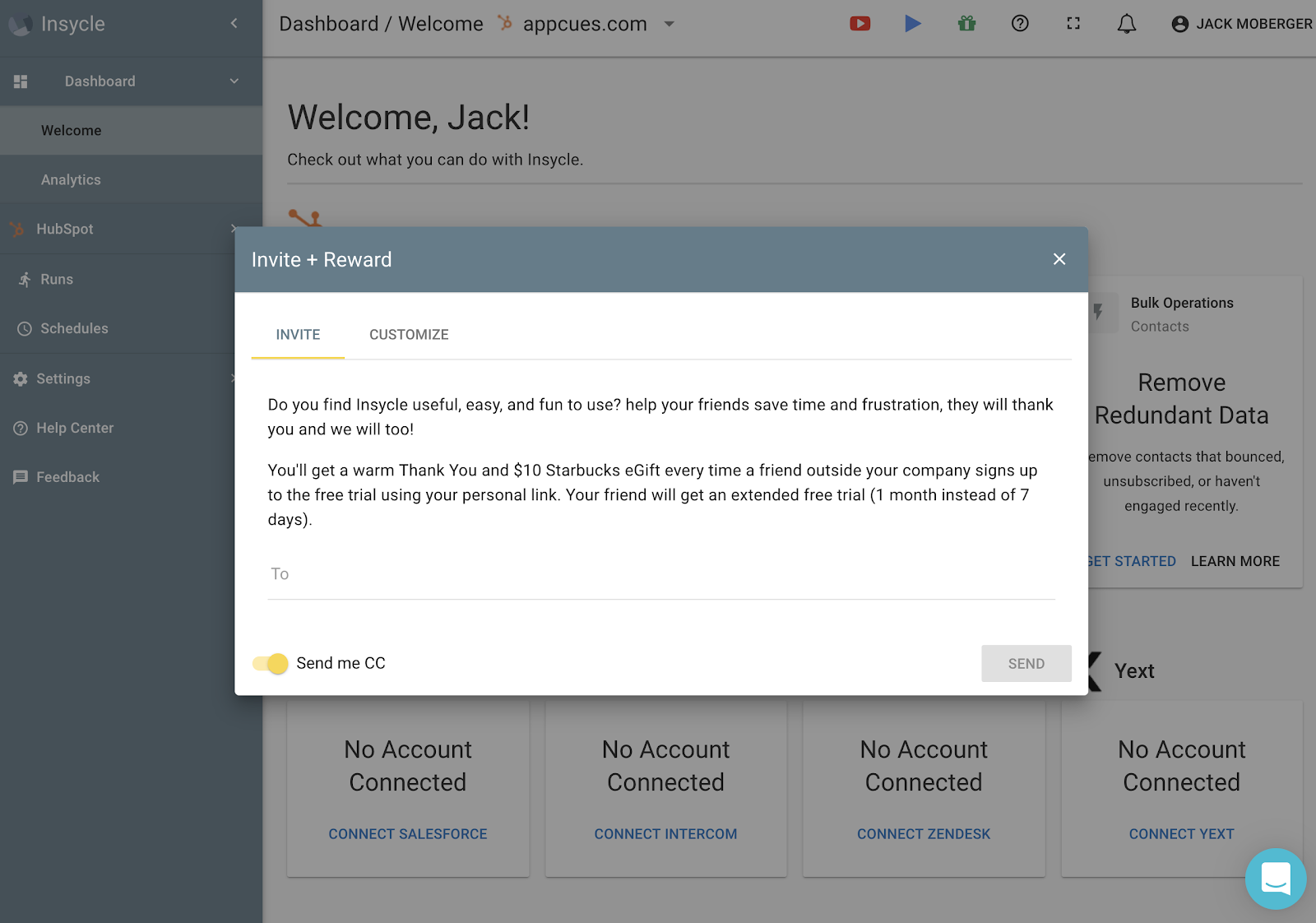 customer referral form saas data platform