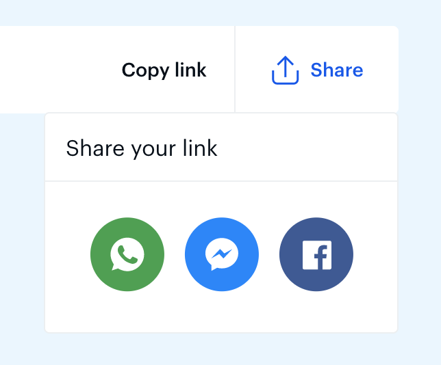 share link example with 3 social buttons for one click sharing